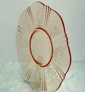 VTG MacBeth Evans Pink Depression Glass Cake Plate